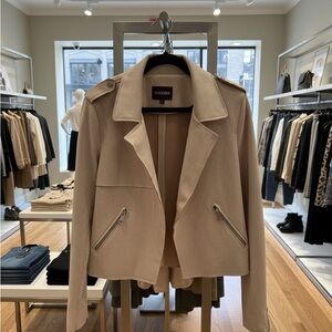 Vigoss Women's Beige Blazer with Zippered Pockets